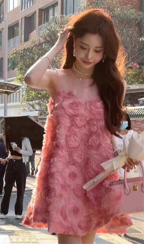 [semi plain] Korean heavy industry solid petal design dress 128# zjy