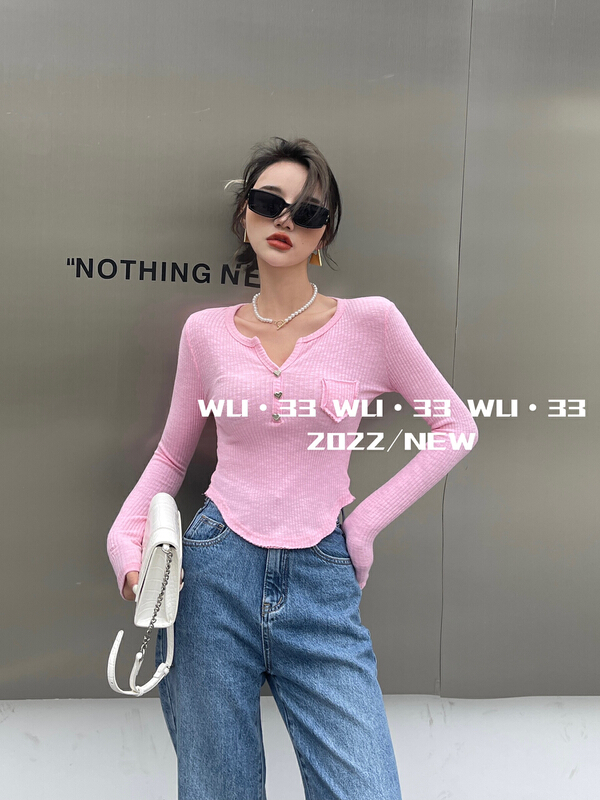 New year in early spring! [Wu. 33] love button versatile slim bottomed shirt 2238# WTT