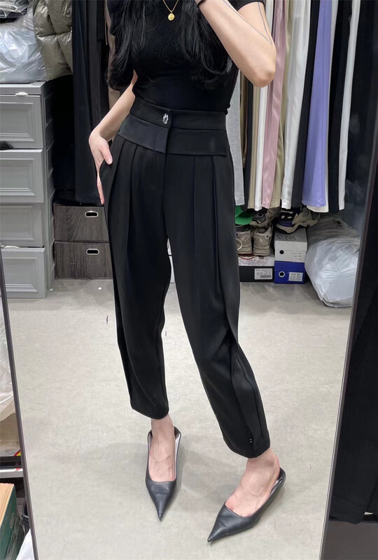 New in early summer! [naisha beard] simple, slim, crimped and versatile trousers ys2-6138# CLS