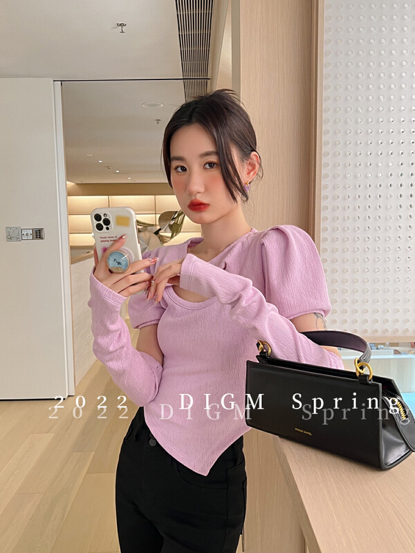 goods in stock! Early spring! [digm] new irregular knot blouse (with sleeves) 3515# zxx