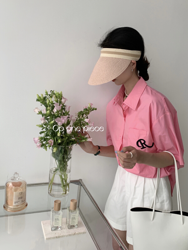 [OP one piece] Korean loose and versatile short sleeved shirt op3200# hjy