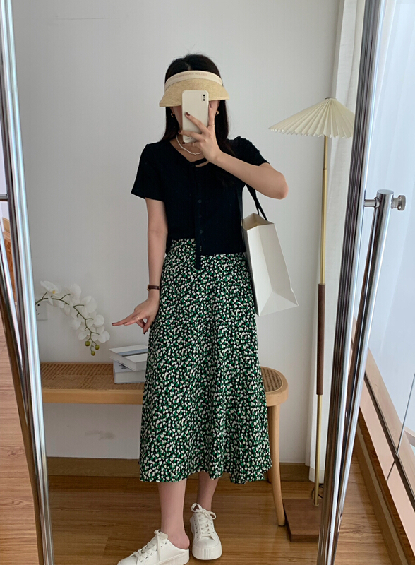 New in early summer! [victory. 2] flower fashion versatile skirt b215# WPL