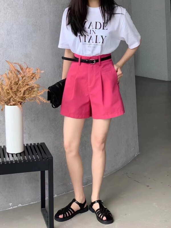 New in early summer! [Focus] Korean high waist slim casual shorts (with belt) 8009# HBx