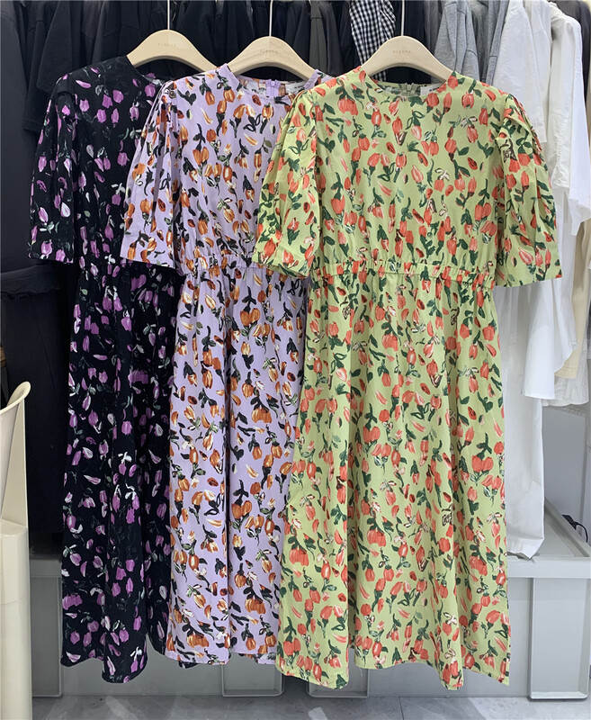 [sanbara] round neck floral age reducing gentle dress 9500# LSW