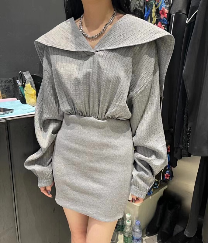 goods in stock! New year in early spring! 【 vivi 】 Lapel Pullover thin dress 7398# ozq