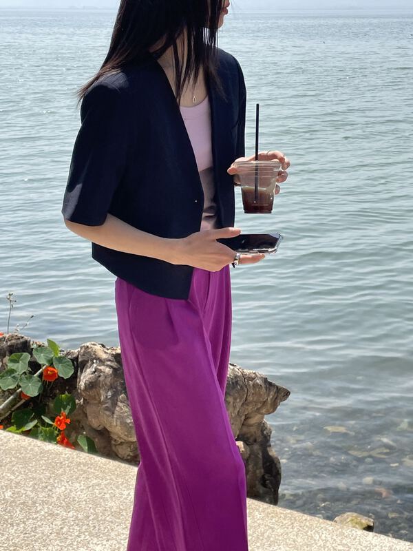 Quality fine twill! [clean space] Korean style simple cut-off design high-profile suit jacket 31531# CLS