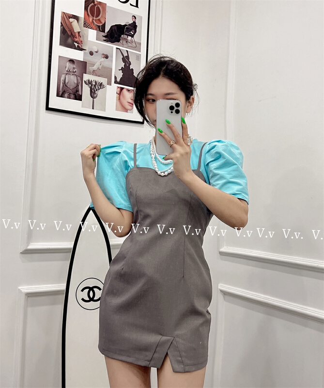 New in early summer! [v.v] clean round neck simple short sleeve T-shirt (short sleeves only) 7182# cqw