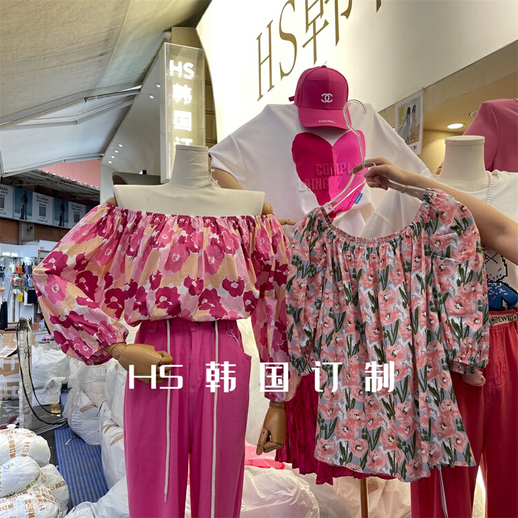 New in early summer! [HS customized in Korea] Korean version broken flower one shoulder shirt 3308# hjy