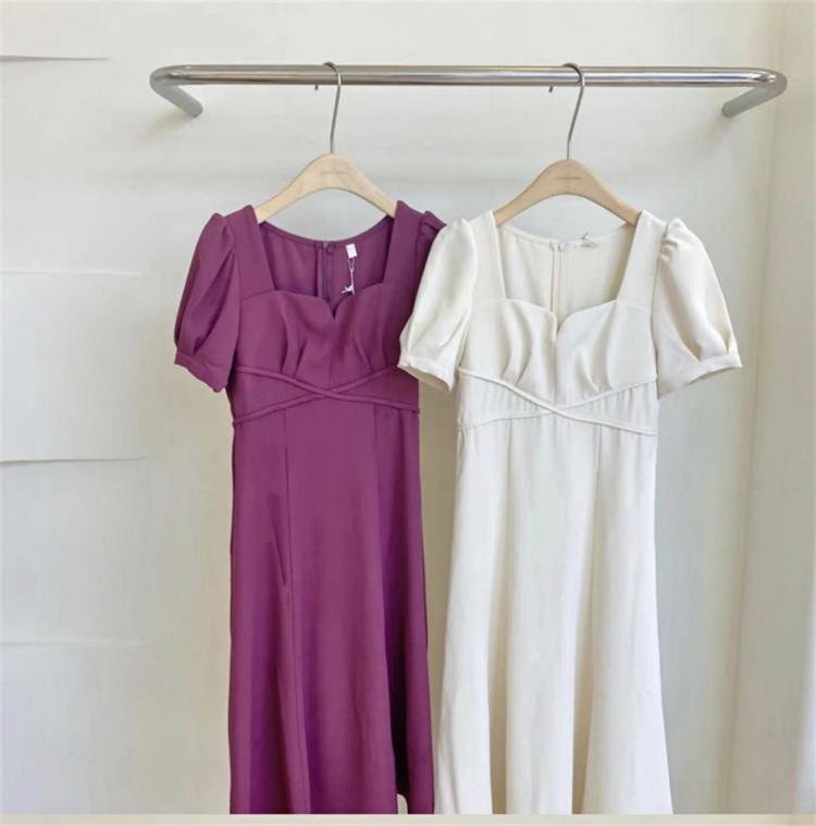 [Cinderella CICI] French square neck elegant waist closing dress 8671# zjy