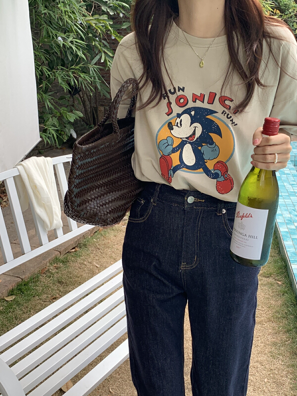 goods in stock! New year in early spring! [miss miss miss home] cartoon print loose short sleeve T-shirt 8y026# ZSY