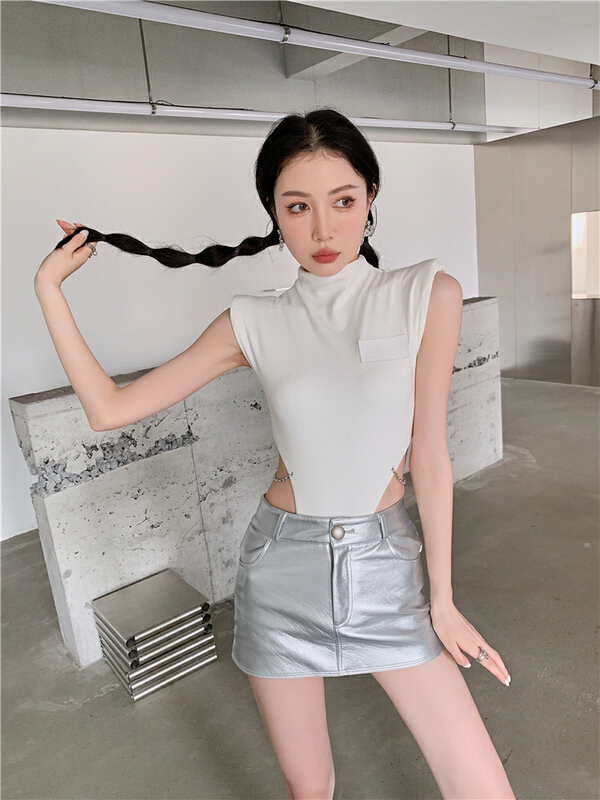 New in early summer! [AC] Hot Girl Style Sexy thin short sleeve T-shirt (with chain) 6832# JJ