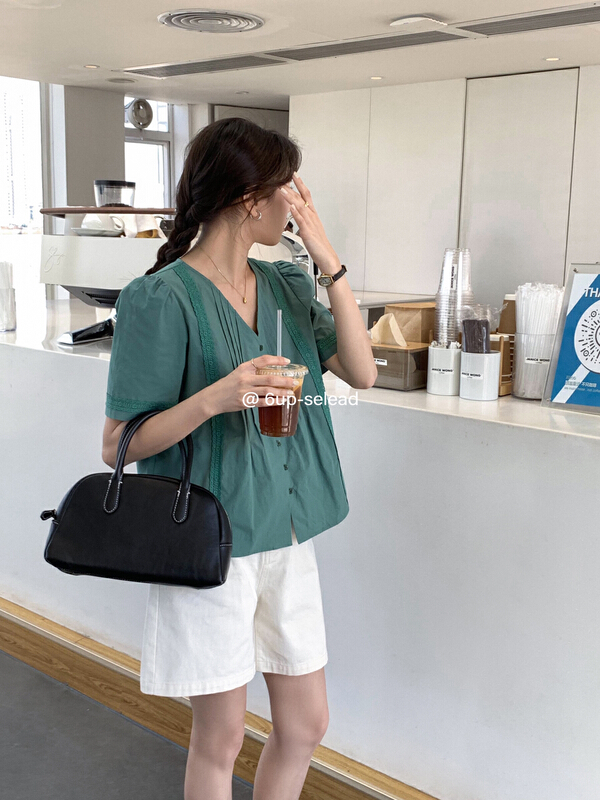 [6-up] Korean versatile V-neck shirt 68165\xj