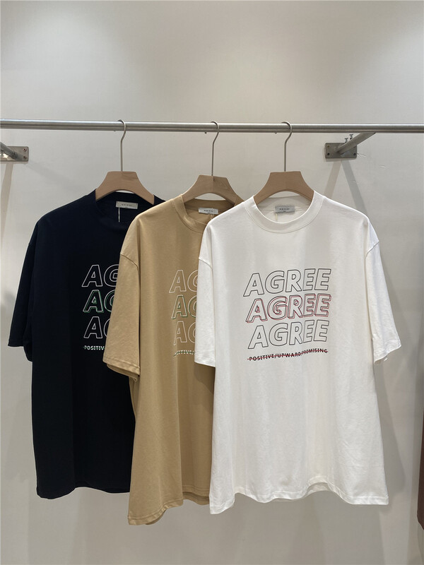 [be] crew neck loose letter printed short sleeve T-shirt 0130# ZZL