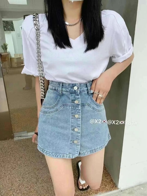 [x2 square] Korean single breasted comfortable denim shorts 781-5# ll