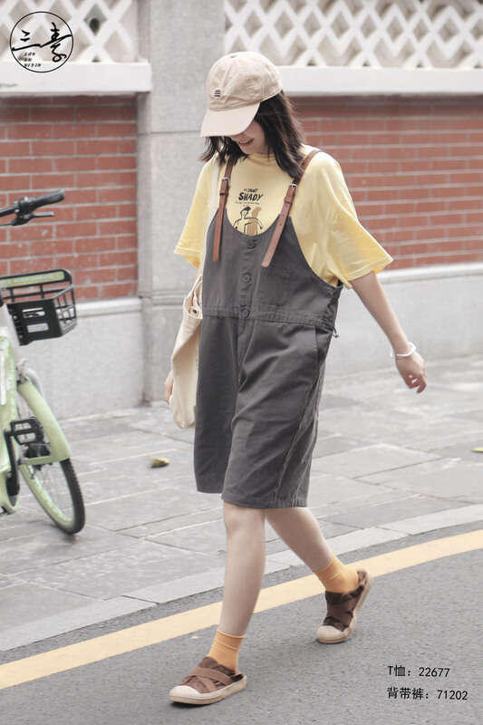 [original of three plain clothes] simple temperament leisure printed short sleeve T-shirt 22677# XYJ