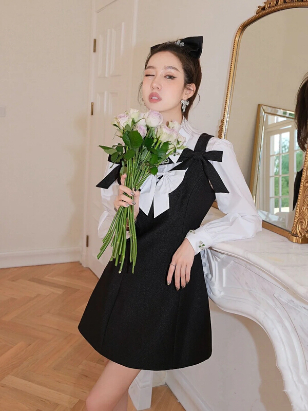 New year in early spring! [ala] design light luxury green diamond blouse (with bow) s819# JJ