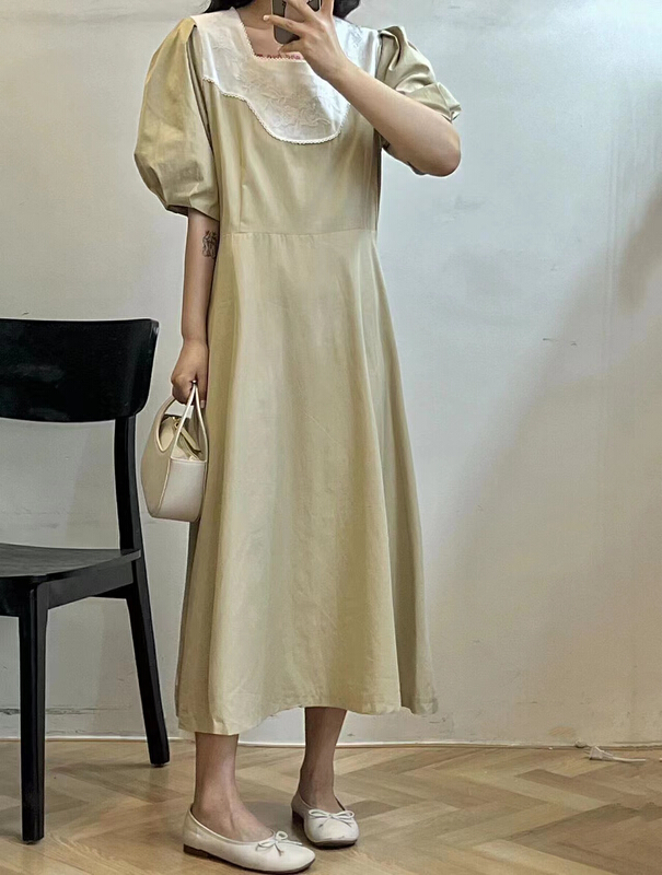 New in early summer! [tototellme] Korean simple embroidered dress (with waist rope) 23124# HBx