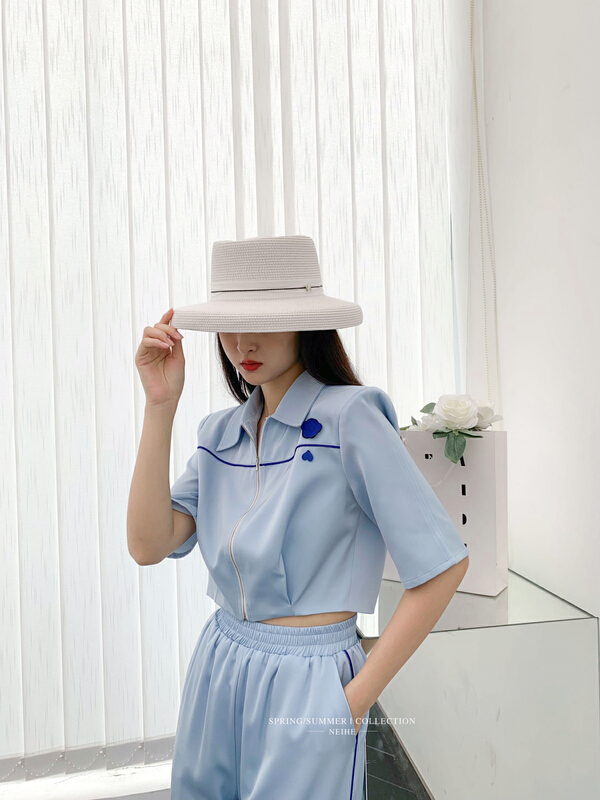 goods in stock! New in early summer! [neihe] Lapel lace up short zipper jacket 11377# zxx