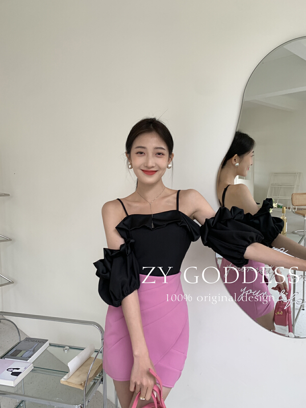 New in early summer! [ZY] Shoulder-exposed ruffled shirt 68228# OZQ