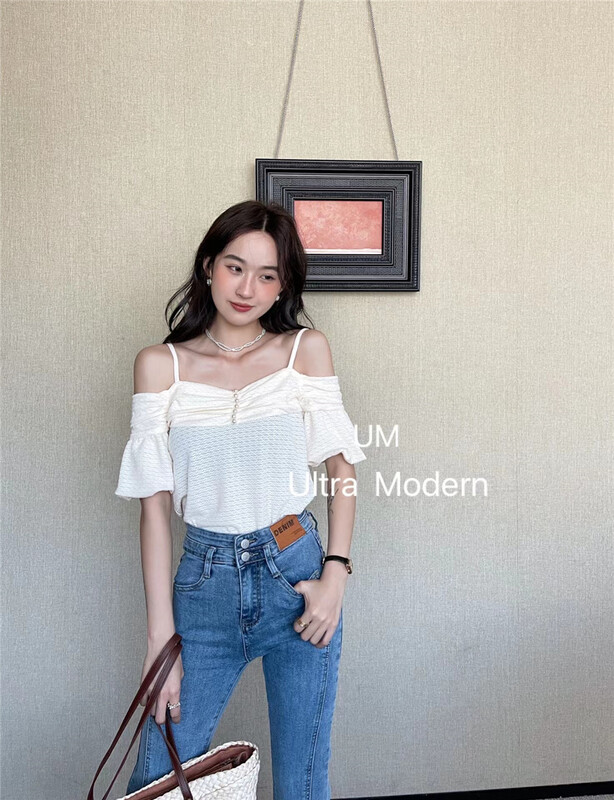 goods in stock! New in early summer! [um micron] Korean small women's suspender shirt 66285# hjy