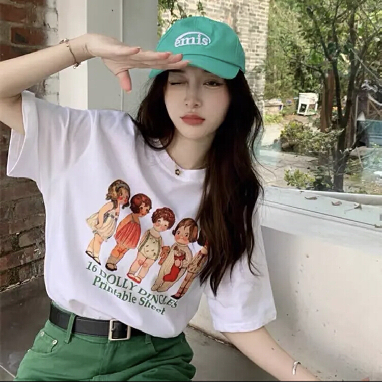 [miss Xixi] Korean print little girl Pullover short sleeve T-shirt 1372# Cl
