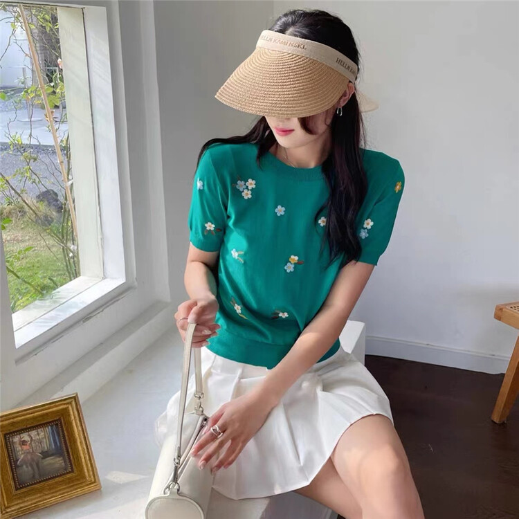 [Weika] flower embroidery loose knit 8238# lwy