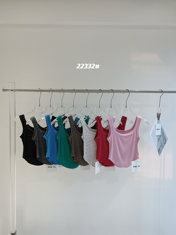 [Wu. 33] striped comfortable Korean vest / sling 22332# WTT