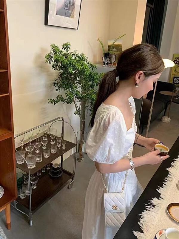 New in early summer! [miss sunflower] Korean style square neck Pleated Dress 80521# ozq