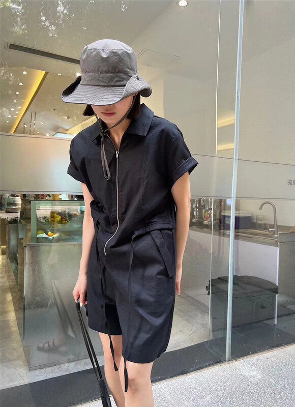 [YST] casual simple waist closing Lapel Jumpsuit 7009-1# XJ