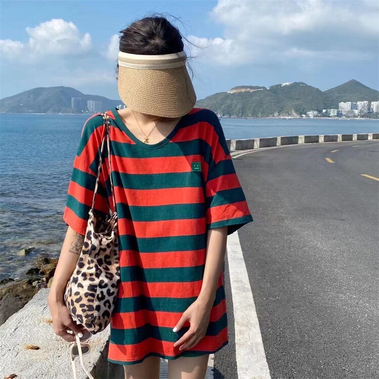 New year in early spring! [one seven] stripe fashion Vintage short sleeve T-shirt 6257# LSL