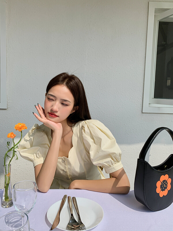 [herpur] French dress with wavy collar s22101084# lwy