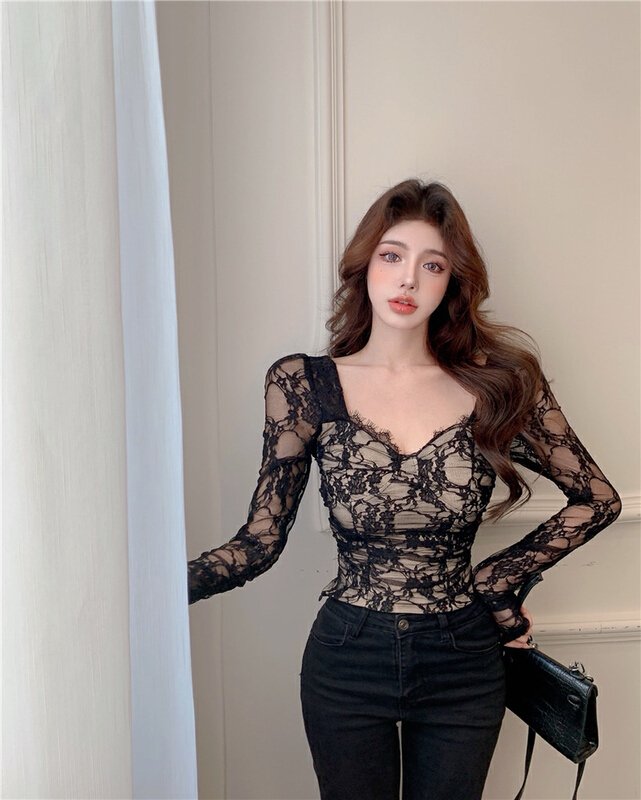 [HH] Korean style versatile lace shirt 2258# LSL