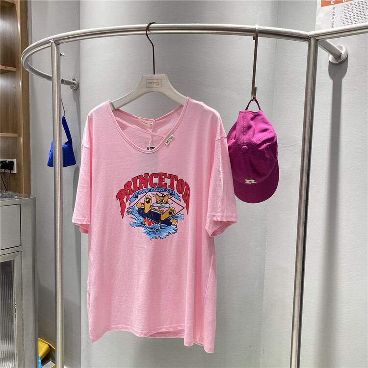 [miss happy] Korean loose lazy cartoon printed short sleeve T-shirt 88233# WPL