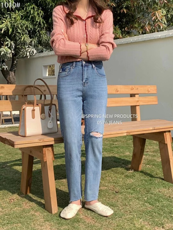 New in early summer! [0576jeans] Korean version of simple and versatile basic jeans 1010# LSL