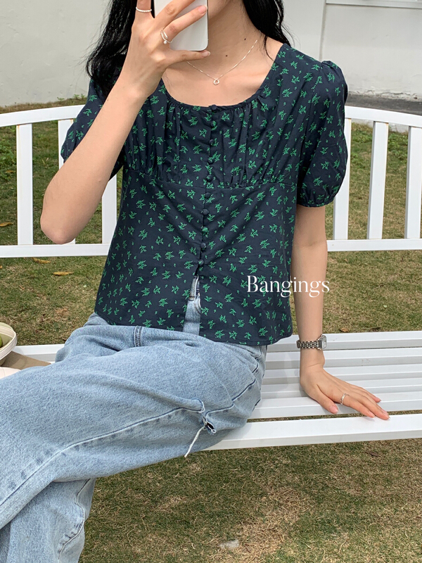 New in early summer! [bangings] Korean version small fresh and sweet shirt 21sxj0069# CLS