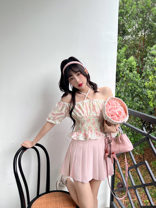 【CXI】碎花甜美溫柔雪紡衫  A9105#  WPL