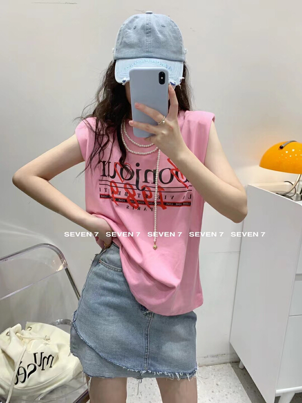 [seven 7] versatile fashion vest / sling 8172# WTT with shoulder pad letters