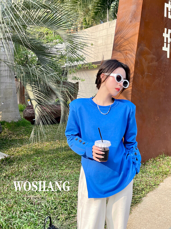 New year in early spring! [woshang woshang] round neck Korean design long sleeve T-shirt 1166# XYJ