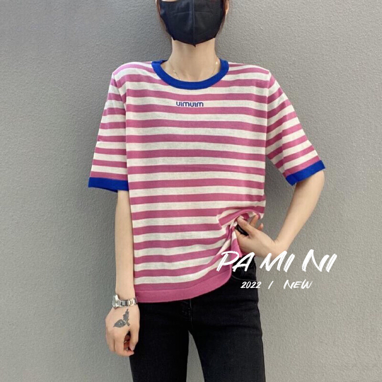 [pamini] Korean loose striped sweater 22115# Cl