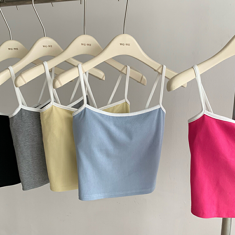 [kakajia] sexy contrast color edge vest with breast pad / suspender 2036# ozq