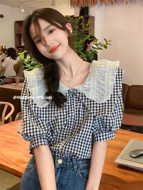 [hey Bella] color blocking fashion Korean small shirt (only small shirt) 2893# ll