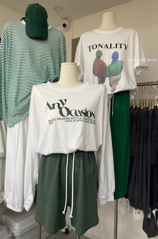 Live 100! [UNC be] Korean letter loose sunscreen long sleeve T-shirt 2103# XYY