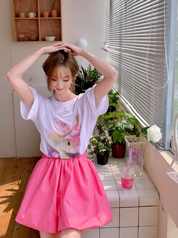 New in early summer! [love] Korean fashion pattern printed short sleeve T-shirt 915-1# WTT