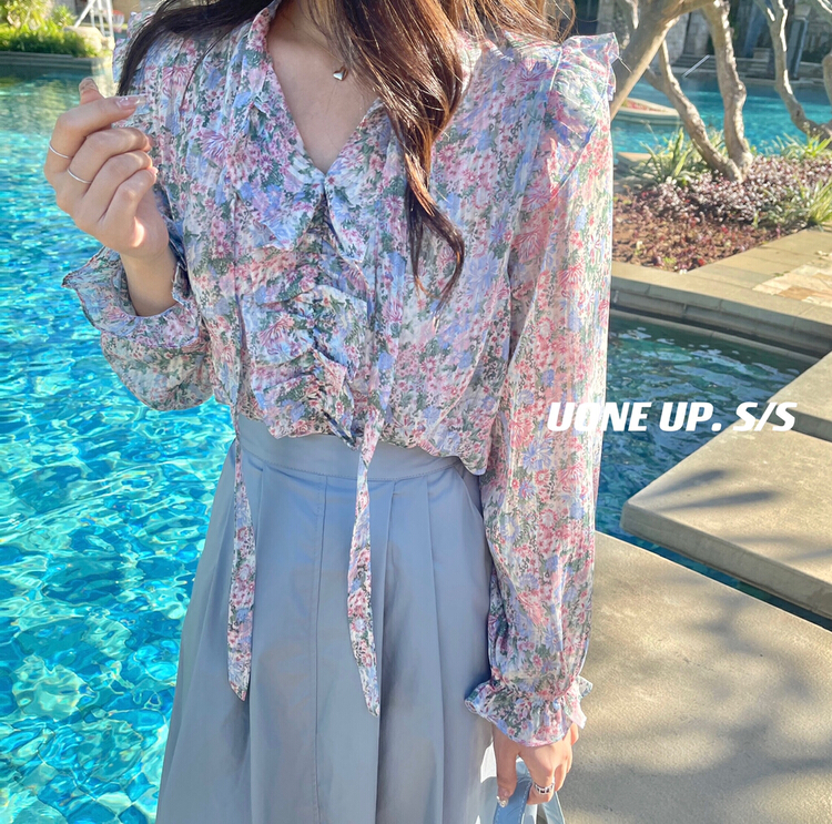 早春上新!【UONE】溫柔風氣質碎花小衫  98310#  LSL