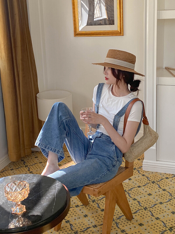 New in early summer! [h.max] Korean versatile denim strap pants (with detachable strap) c6932# ozq