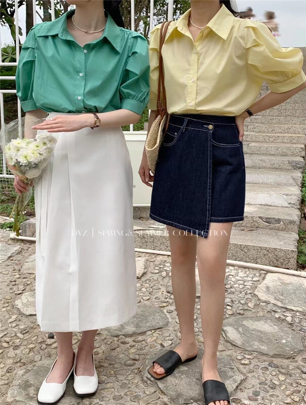 [dvz] Korean Ladies' half pleated medium length skirt (belt can't be removed) 9951# zxx