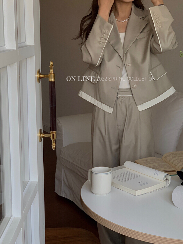 goods in stock! New year in early spring! [on line] advanced color contrast stitching design suit 6161# lwy