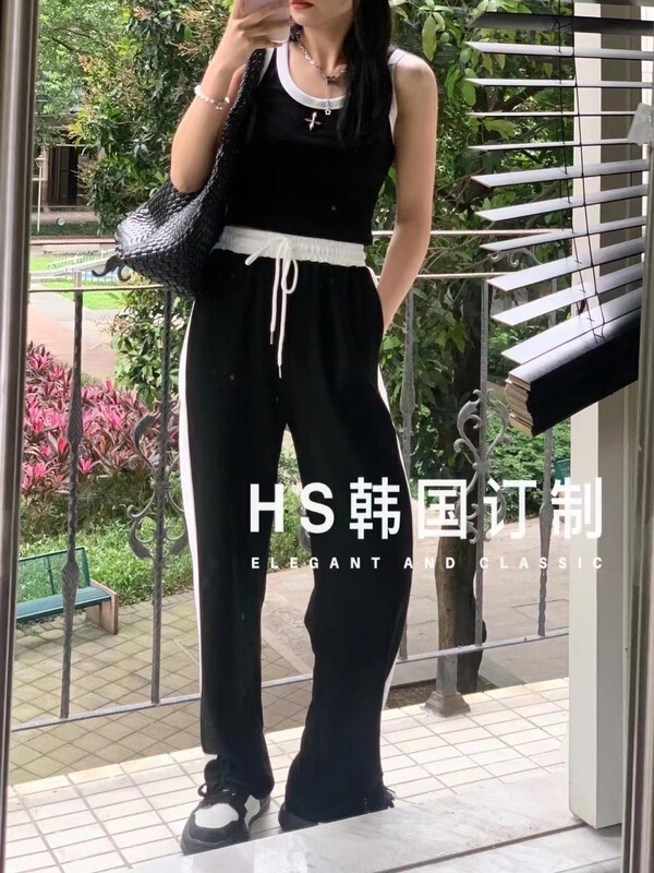 New in early summer! [HS customized in Korea] simple and versatile cross Vest + sports style drawstring casual pants set ys1-9835# hjy