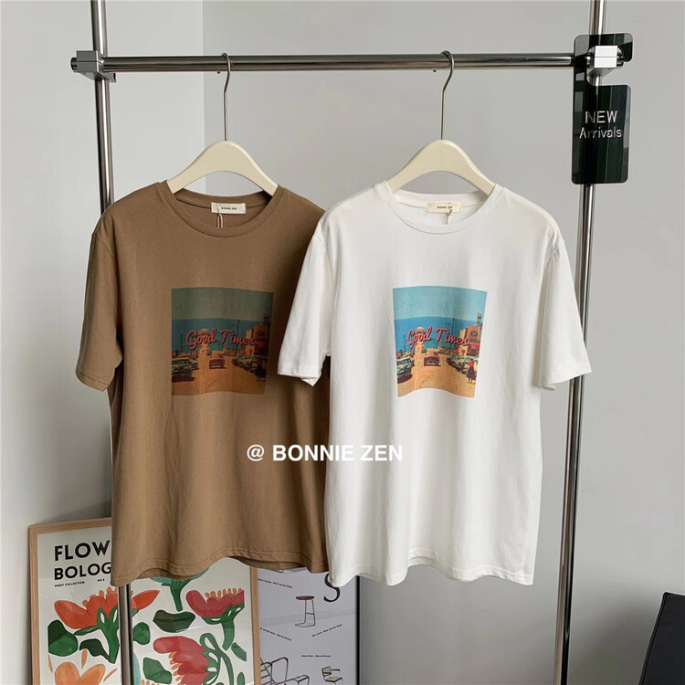 [Bonnie] graphic print versatile short sleeve T-shirt 2305# XYJ