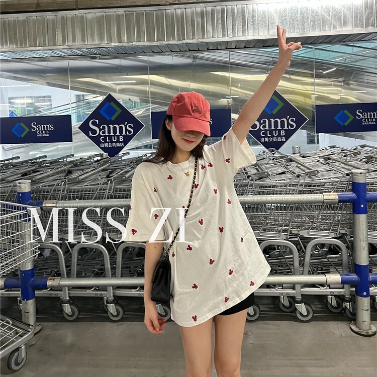 New in early summer! [miss Zi] casual Mickey print short sleeve T-shirt 2356# cqw